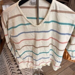Multiples Cream Striped Long Sleeve Top